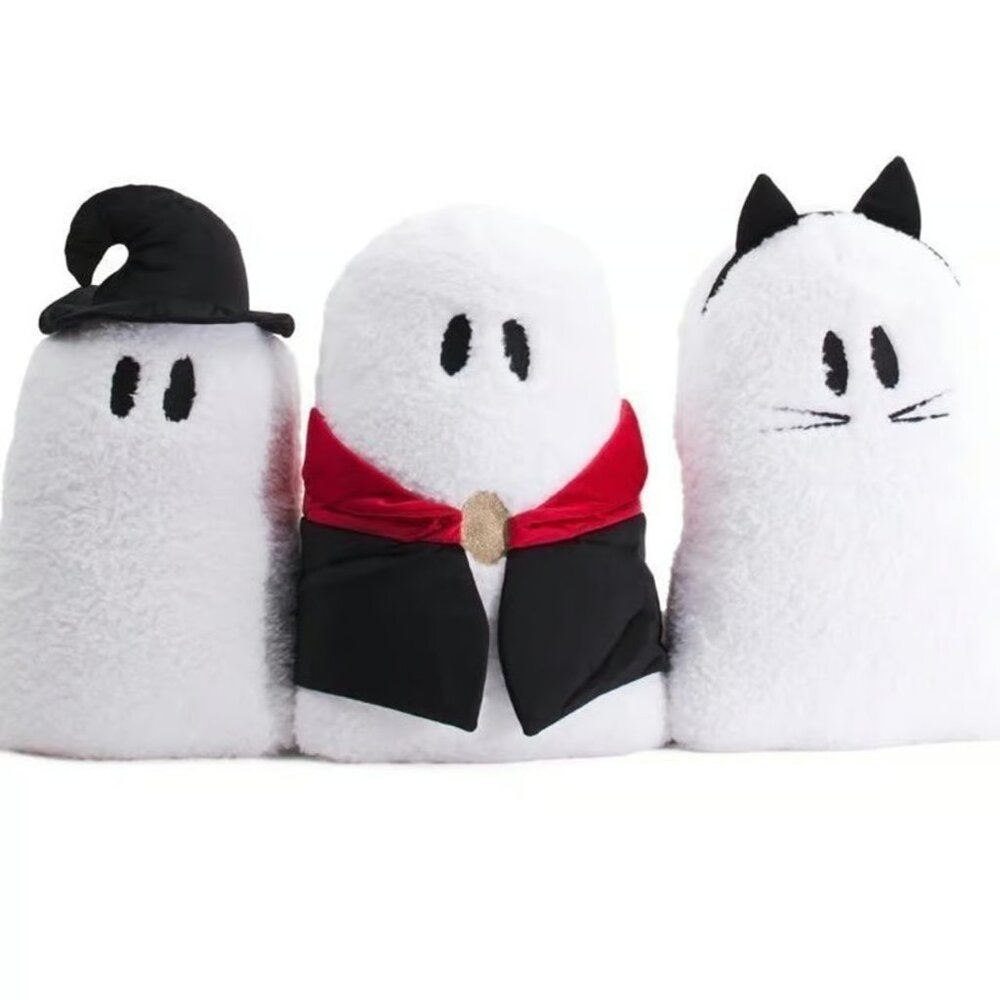 GHOST PILLOWS 3PK SHERPA - VAMPIRE, CAT & WITCH